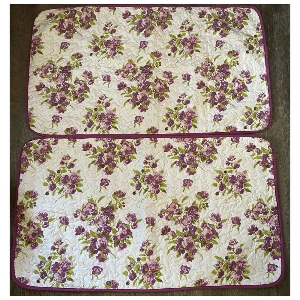Waverly Traditions Quilted King Pillow Shams Primrose Patio Violet Floral solid